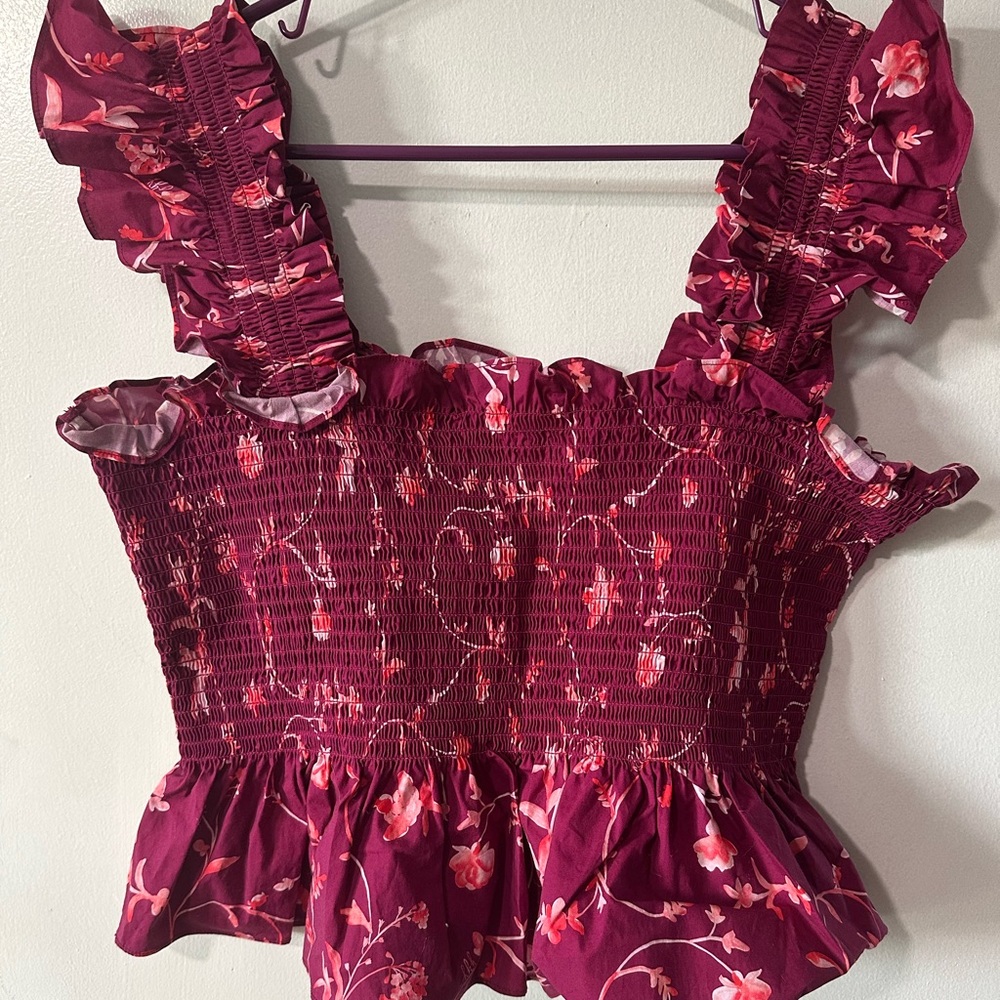 Hill House Home Paz top in Burgundy Floral